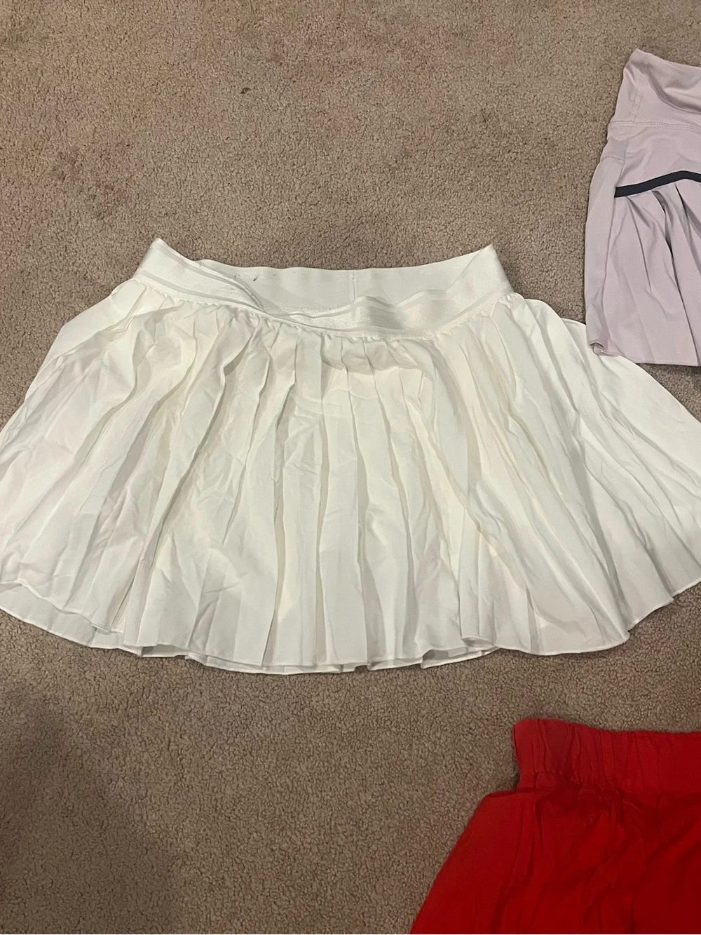 3-Piece Skort Bundle – Size Medium – NWOT – Red, Lilac & White